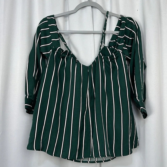 Bardot NWT Paloma Teal Stripe Top Size US 6/Small - Picture 6 of 10